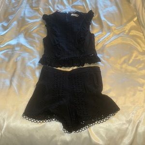 DO+BE Size S Black Lace shorts and top set